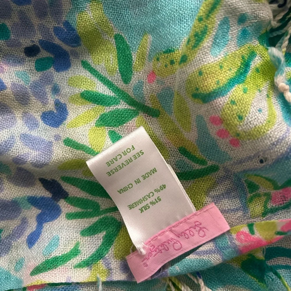 Lilly Pulitzer Tropical Blue and Green Scarf - Picture 3 of 4